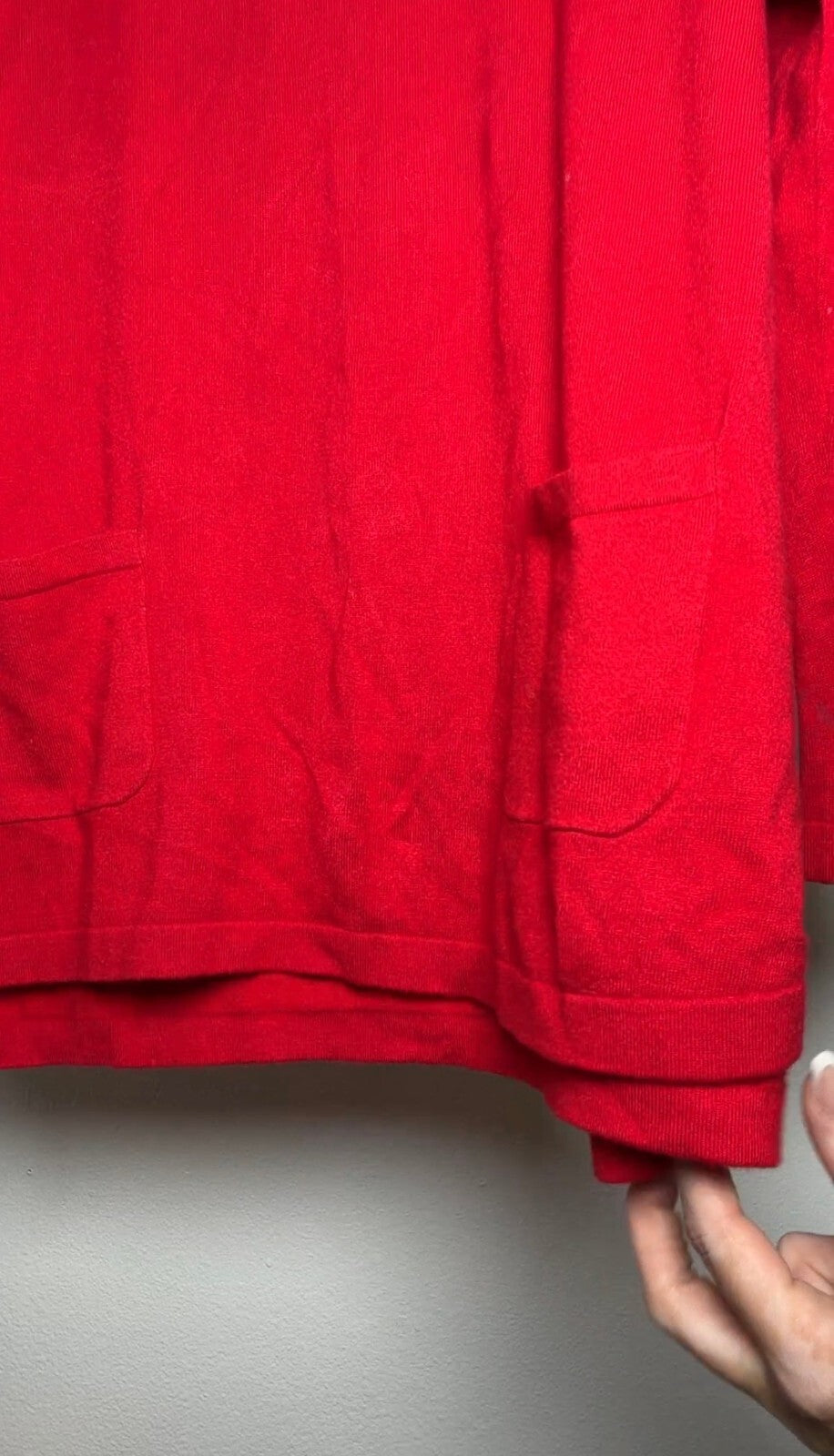 Erin London Red Cowl Neck Long Sleeve Tunic Sweater with Pockets Size L skuM