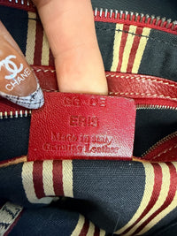 Bally Eris Red Pebbled Leather Hobo Shoulder Bag Made in Italy Buckle Handbag