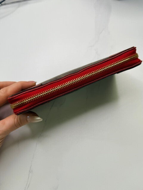 Louis Vuitton Retiro Zippy Wallet Monogram Cherry Red Leather