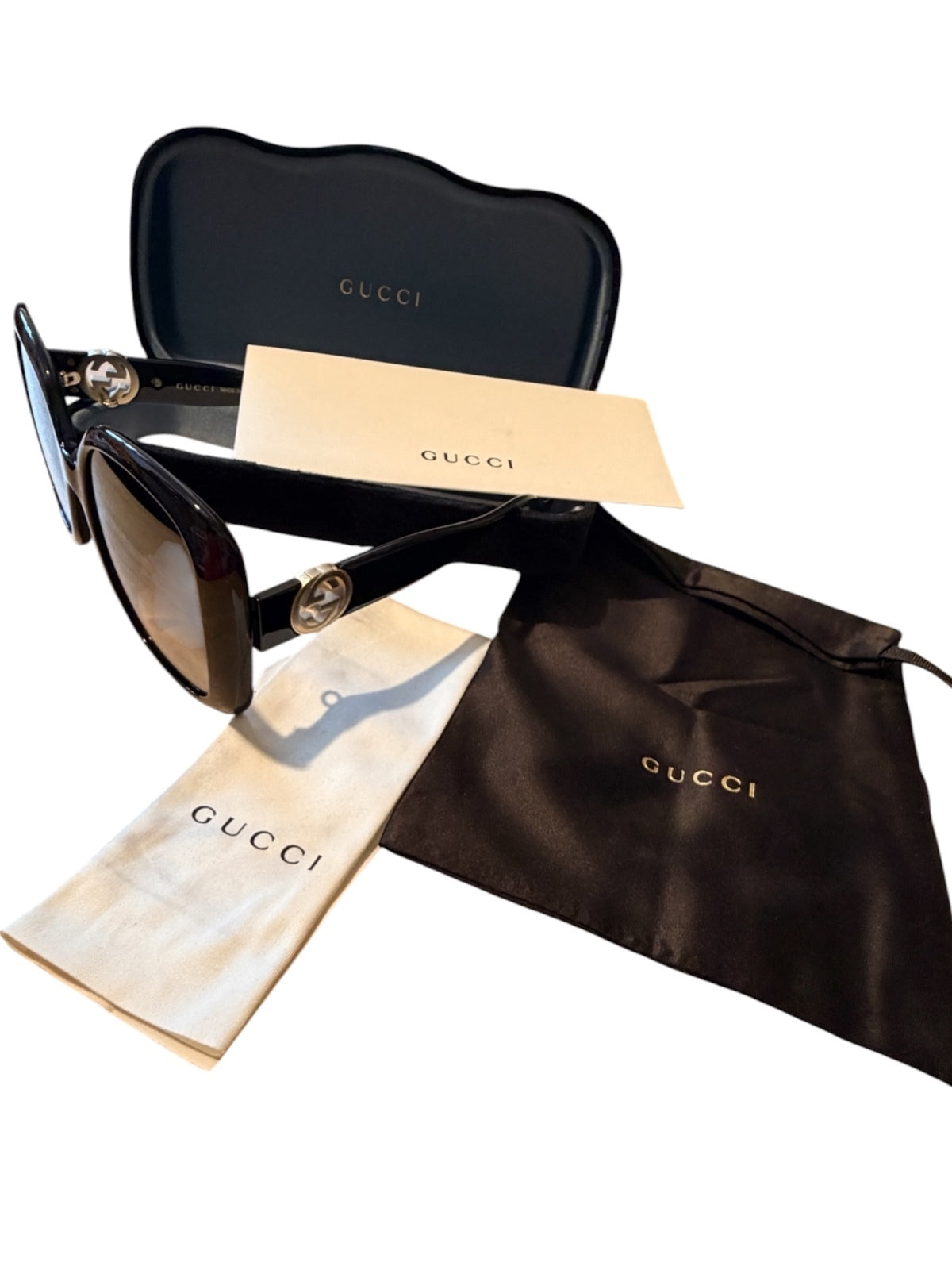 Gucci GG1029SA 001 Black Square Sunglasses Gray Gradient 57mm