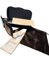 Gucci GG1029SA 001 Black Square Sunglasses Gray Gradient 57mm