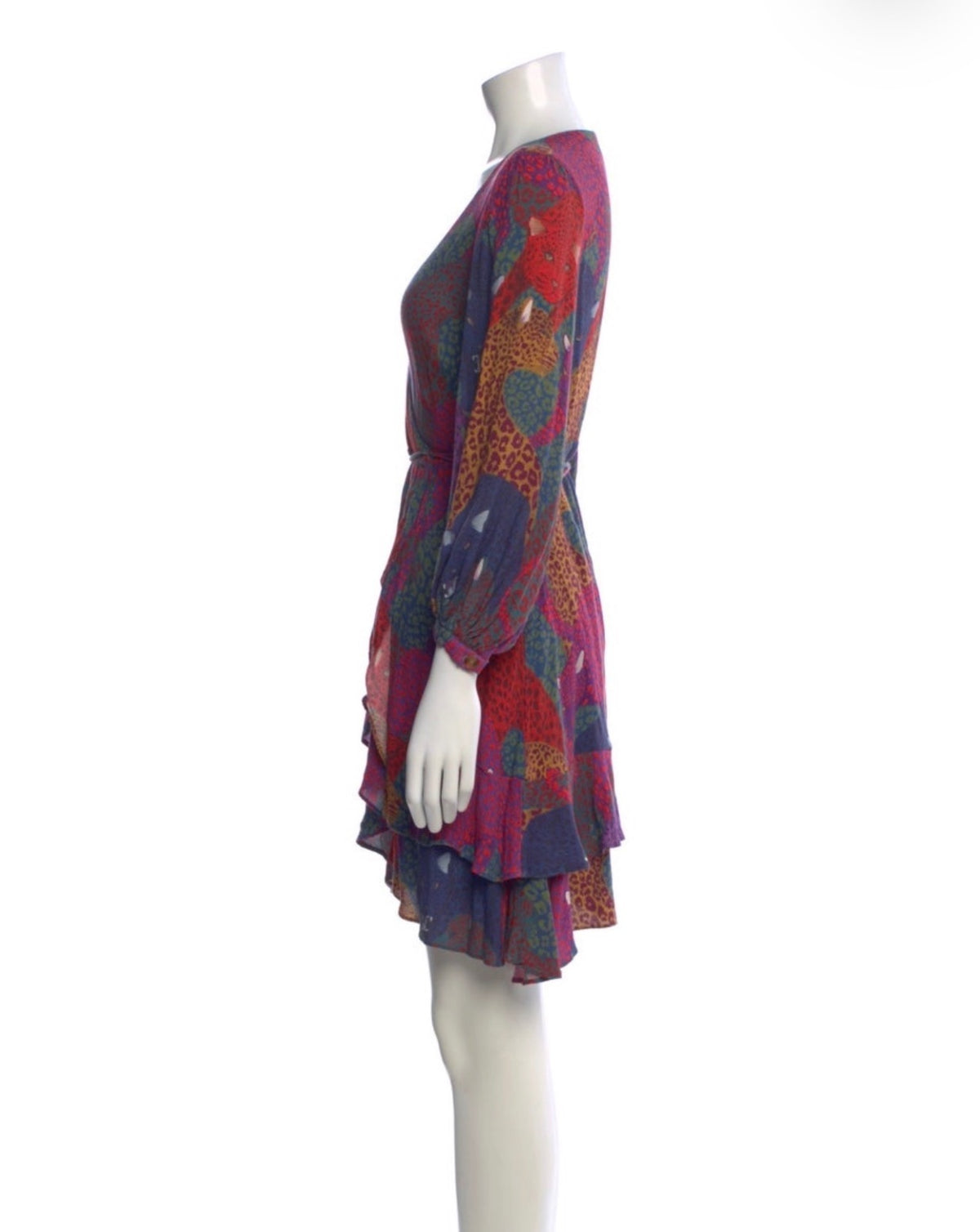 Farm Rio Multicolor Animal Print V-Neck Long Sleeve Dress