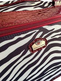 Gloria Vanderbilt Zebra Print Rolling Duffle Bag Carry On Weekender Luggage Y2K