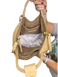 Antonio Melani Beige Leather Tote Shoulder Bag Satchel