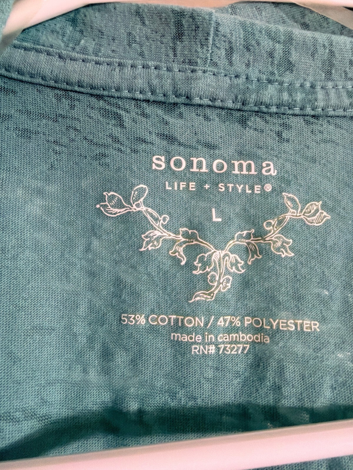 Sonoma Life + Style Teal Short Sleeve Open Front Cardigan Size L