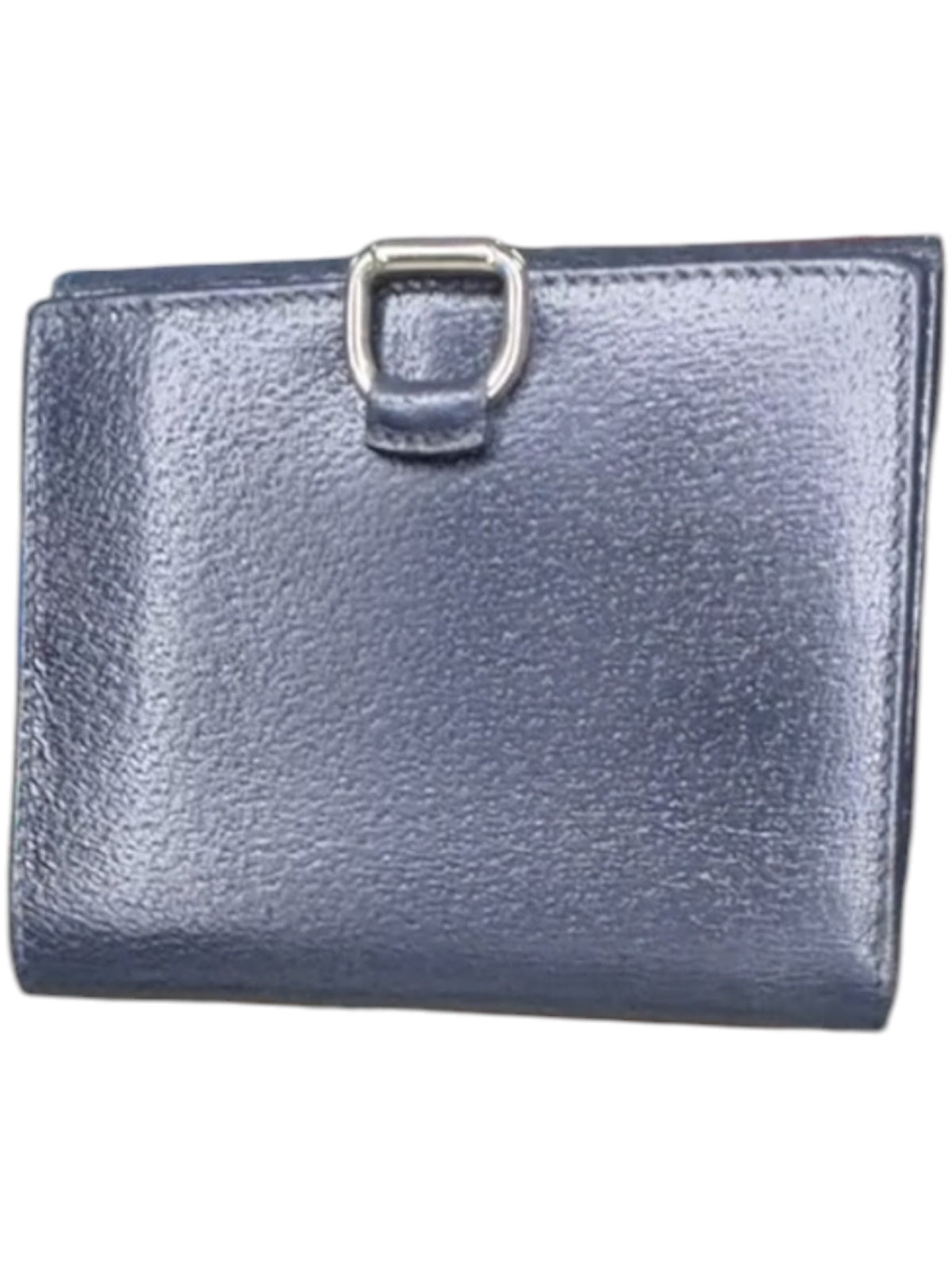 Gucci Vintage Navy Blue Leather Trifold Wallet Silver Hardware Made in Italy
