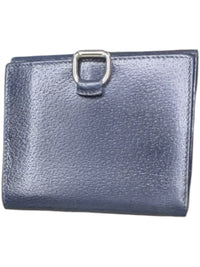 Gucci Vintage Navy Blue Leather Trifold Wallet Silver Hardware Made in Italy