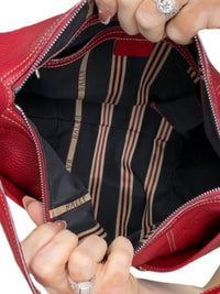 Bally Eris Red Pebbled Leather Hobo Shoulder Bag Made in Italy Buckle Handbag