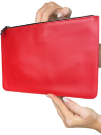 Fendi Bag Bugs Monster Eyes Red Leather Zip Clutch Pouch Portfolio