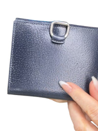 Gucci Vintage Navy Blue Leather Trifold Wallet Silver Hardware Made in Italy