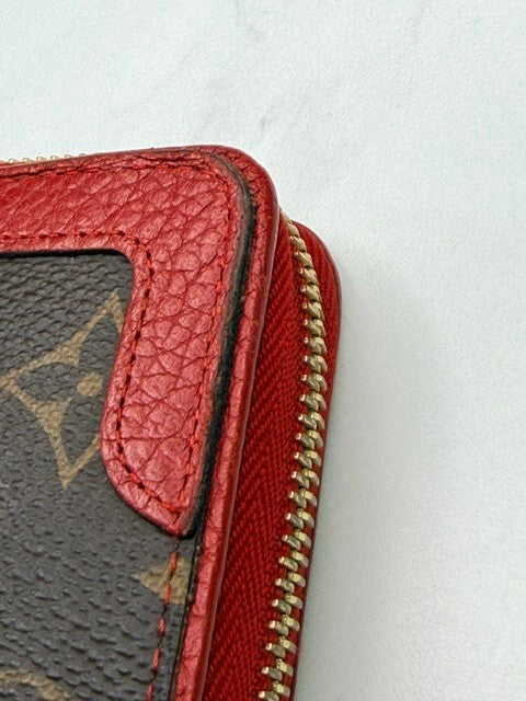 Louis Vuitton Retiro Zippy Wallet Monogram Cherry Red Leather