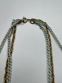 Double Chain Necklace with White Teardrop Pendant