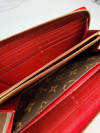 Louis Vuitton Retiro Zippy Wallet Monogram Cherry Red Leather