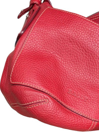 Bally Eris Red Pebbled Leather Hobo Shoulder Bag Made in Italy Buckle Handbag