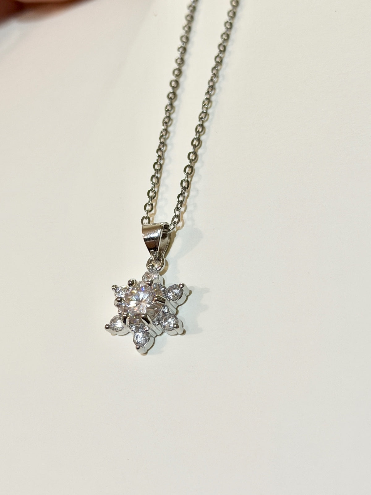 Moissanite authentic silver tone necklace 16”-18” New N2