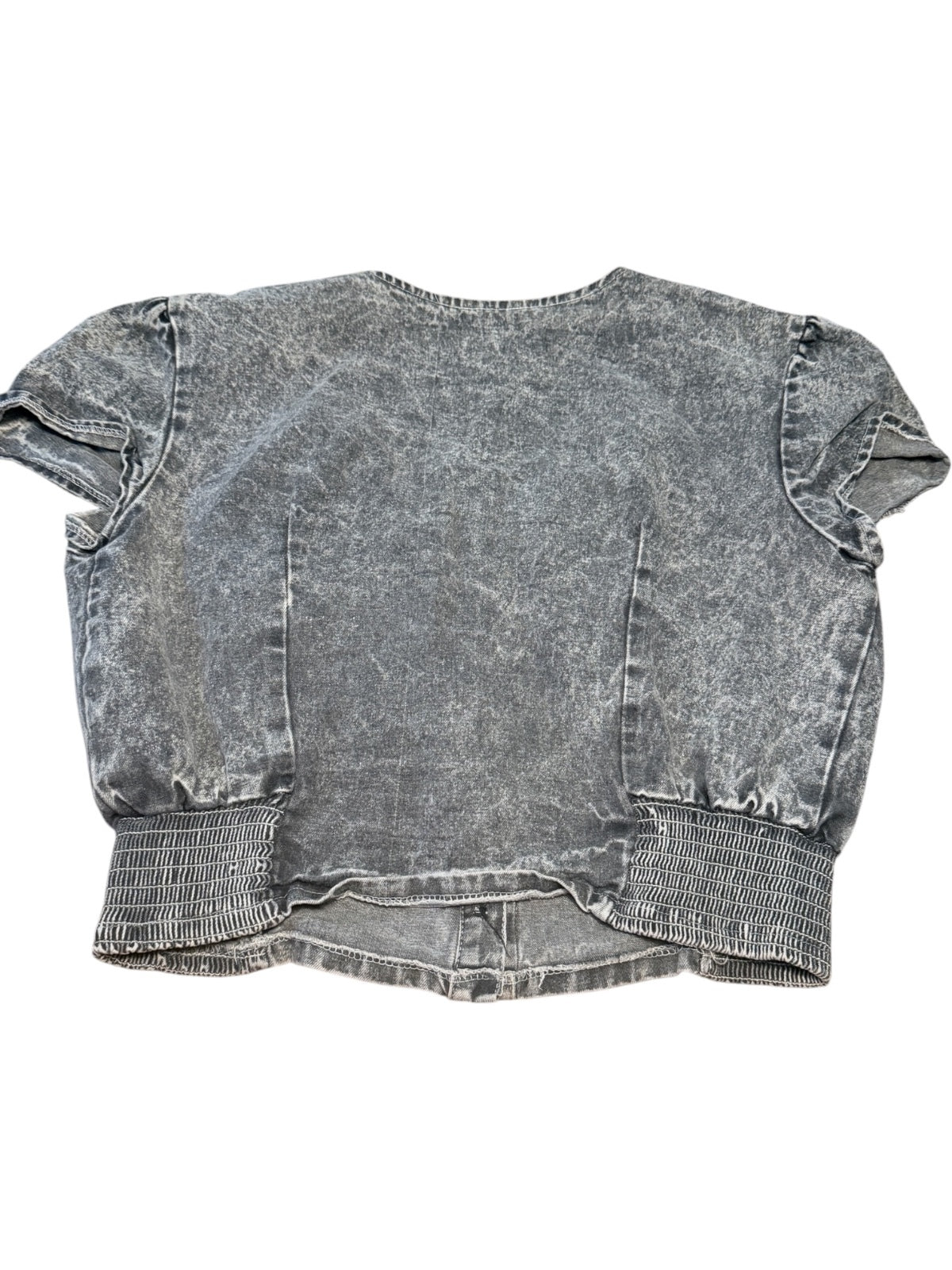 Vintage 80s Dirty Dancing Acid Wash Denim Crop Top Jeweled Buttons Size Large