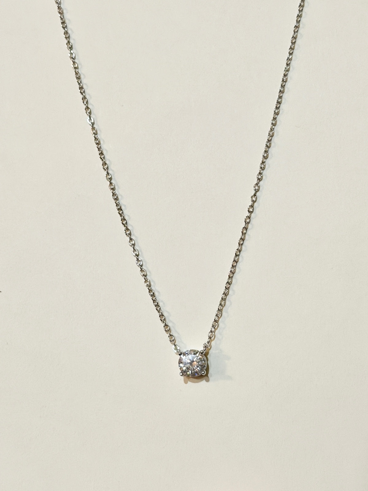 Moissanite authentic silver tone necklace 16”-18” New N6