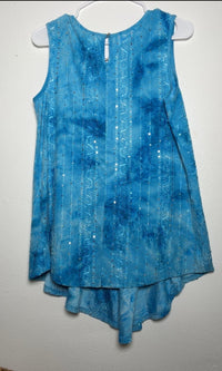 Cato Blue Sleeveless Sequin Handkerchief Hem Top Size M skuM