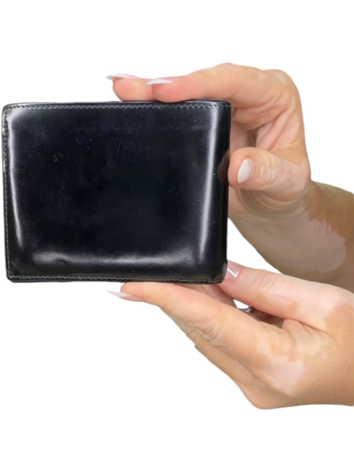 Salvatore Ferragamo Black Leather Bifold Wallet Silver Logo Made in Italy Men’s