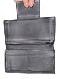 Bvlgari Black Leather Continental Wallet Long Bifold Snap Closure Wallet