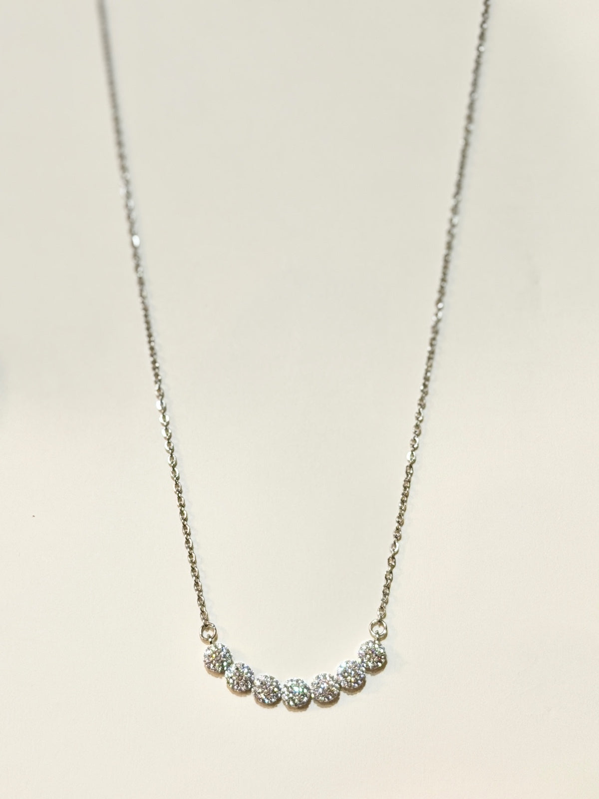 Moissanite authentic silver tone necklace 16”-18” New N3