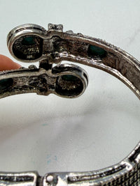 Vintage Style Silver Tone Bracelet with Turquoise and Crystal Accents