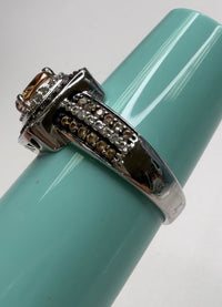Sterling Silver Ring with Citrine and Brown Gemstone Accents size 8