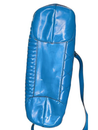 Coach Blue Quilted Patent Leather Satchel Bag with Chain Strap