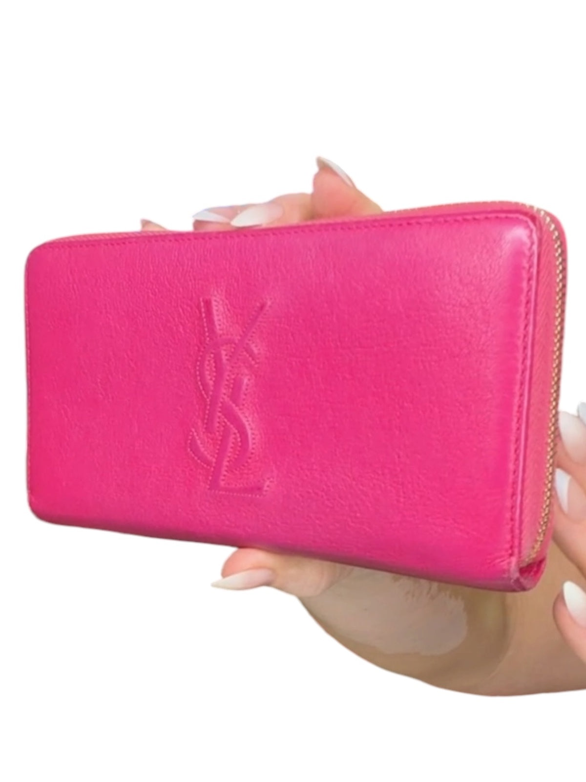 Saint Laurent Pink Leather Zip-Around Wallet