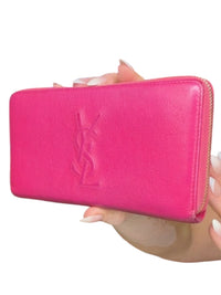 Saint Laurent Pink Leather Zip-Around Wallet