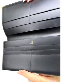 Dunhill Black Leather Long Wallet with Gold Accents - Minimalist Luxury Design