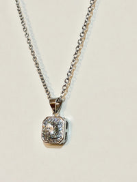 Moissanite authentic silver tone necklace 16”-18” New N8