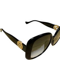 Gucci Oversized Black Square Sunglasses with Gold GG Logo