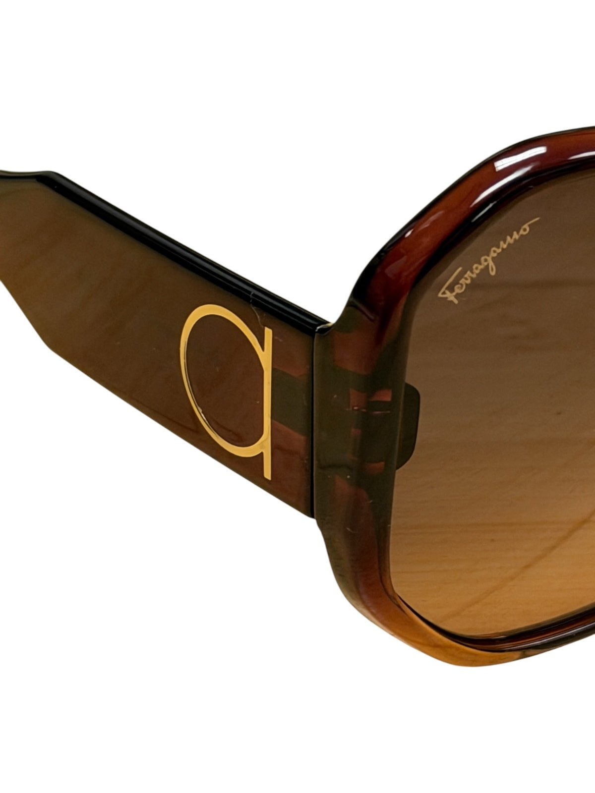 Ferragamo Brown Gradient Lens Sunglasses with Gold Logo Detail