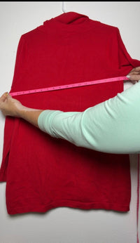 Erin London Red Cowl Neck Long Sleeve Tunic Sweater with Pockets Size L skuM