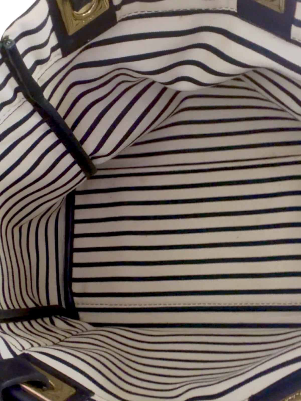 Furla Denim and Striped Canvas Tote Bag with Leather Handles