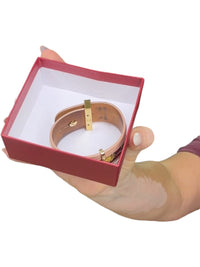 Salvatore Ferragamo Floral Leather and Fabric Bracelet with Gold Hardware
