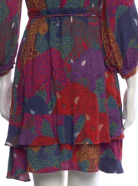 Farm Rio Multicolor Animal Print V-Neck Long Sleeve Dress