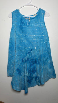 Cato Blue Sleeveless Sequin Handkerchief Hem Top Size M skuM