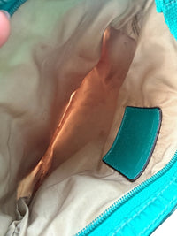Coach Signature Nylon Swingpack Crossbody Bag Teal Blue Colorblock