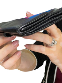 Bvlgari Black Leather Continental Wallet Long Bifold Snap Closure Wallet