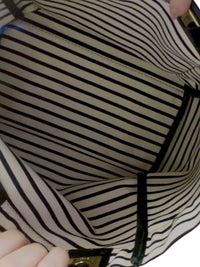 Furla Denim and Striped Canvas Tote Bag with Leather Handles