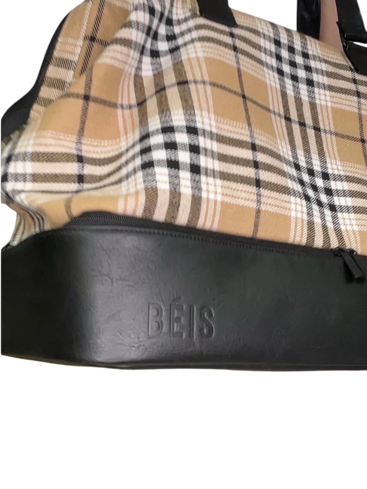 BEIS The Weekender Plaid Travel Bag Carry On Overnight Luggage Shoe Compartment