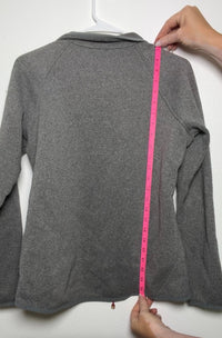 Eddie Bauer Gray Fleece Zip-Up Jacket with Pink Trim Size L skuM