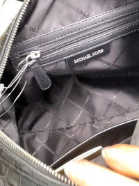 Michael Kors Grayson Medium Duffle Satchel Black Embossed Croc Crossbody NWT