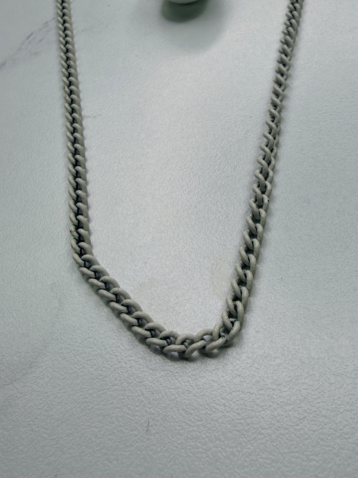 Double Chain Necklace with White Teardrop Pendant