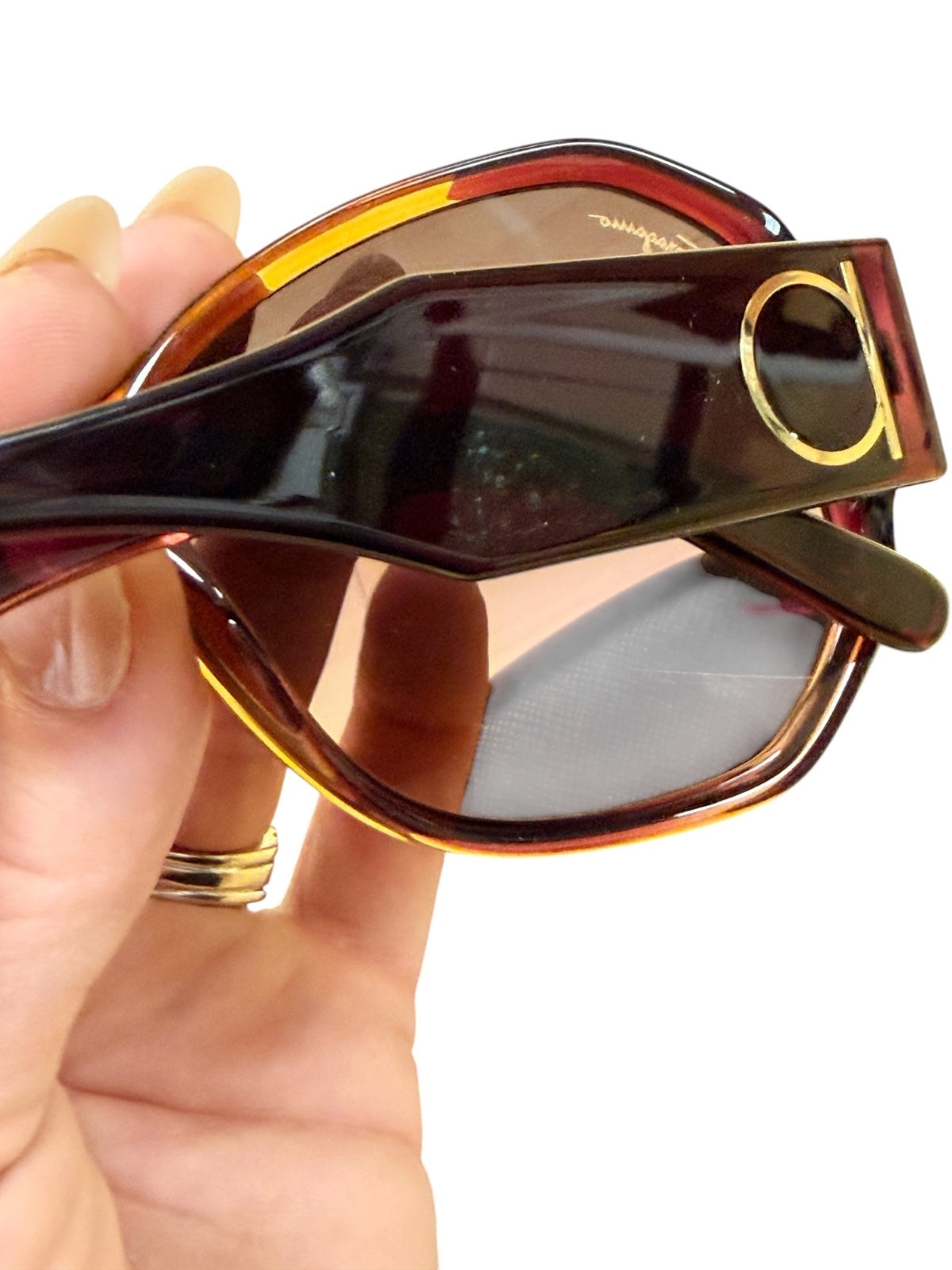 Ferragamo Brown Gradient Lens Sunglasses with Gold Logo Detail