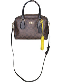 Coach Mini Bennett Satchel Signature C Brown Black Crossbody Bag Yellow Tassel