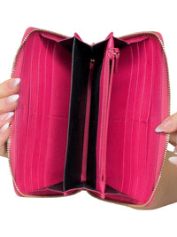 Saint Laurent Pink Leather Zip-Around Wallet