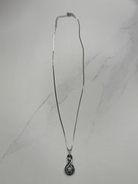 Sterling Silver Necklace with Blue and Clear Stones Pendant